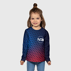 Лонгслив детский Mass Effect неоновые соты, цвет: 3D-принт — фото 2