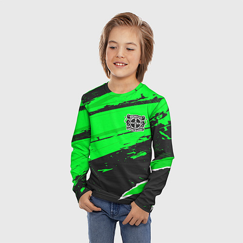Детский лонгслив Bayer 04 sport green / 3D-принт – фото 3