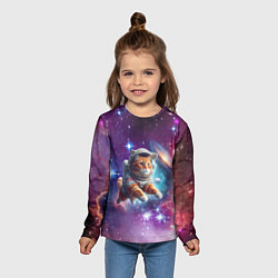 Лонгслив детский Котик смелый космонавт - нейросеть, цвет: 3D-принт — фото 2