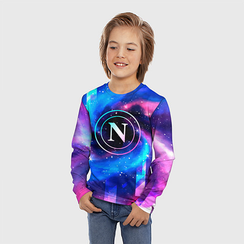 Детский лонгслив Napoli неоновый космос / 3D-принт – фото 3