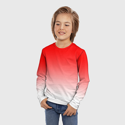 Детский лонгслив Красно белый градиент / 3D-принт – фото 3