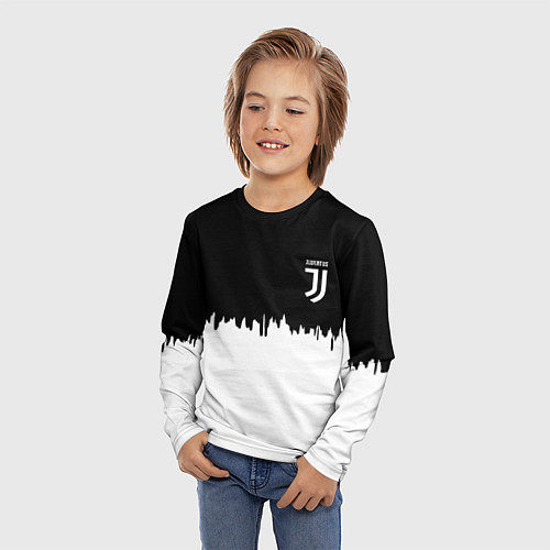 Детский лонгслив Juventus белый огонь текстура / 3D-принт – фото 3