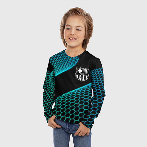 Детский лонгслив Barcelona football net / 3D-принт – фото 3