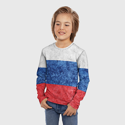 Детский лонгслив Флаг России разноцветный / 3D-принт – фото 3
