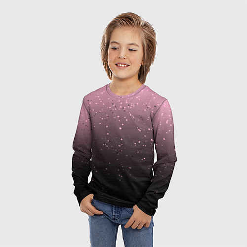 Детский лонгслив Градиент тёмный розовый брызги / 3D-принт – фото 3