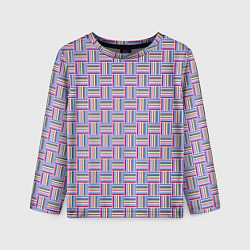 Детский лонгслив Разноцветный клетка-полосы паттерн