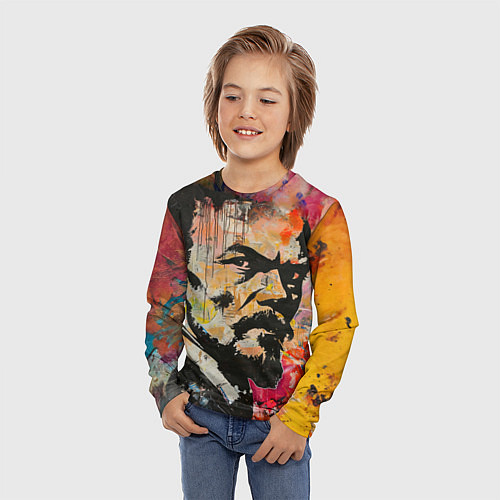 Детский лонгслив Граффити портрет Владимира Ленина / 3D-принт – фото 3