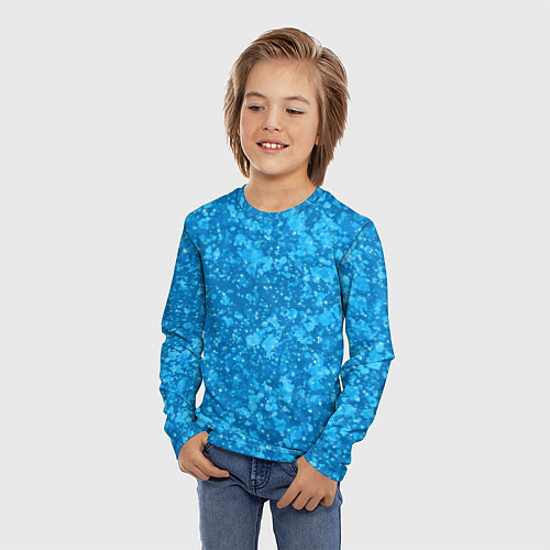 Детский лонгслив Ярко-голубой абстракция космический / 3D-принт – фото 3