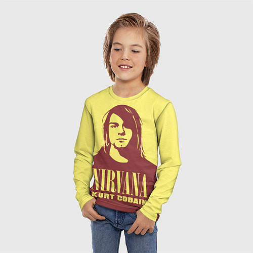 Детский лонгслив Kurt Cobain Nirvana / 3D-принт – фото 3