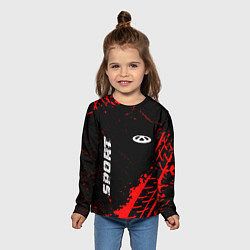 Лонгслив детский Chery red sport tires, цвет: 3D-принт — фото 2