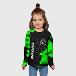 Лонгслив детский Citroen green sport hexagon, цвет: 3D-принт — фото 2