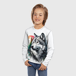 Лонгслив детский Портрет волка на фоне природы, цвет: 3D-принт — фото 2