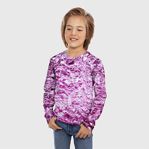 Детский лонгслив Сверкающая розовая фактура фольги / 3D-принт – фото 3
