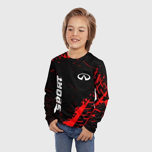 Детский лонгслив Infiniti red sport tires / 3D-принт – фото 3