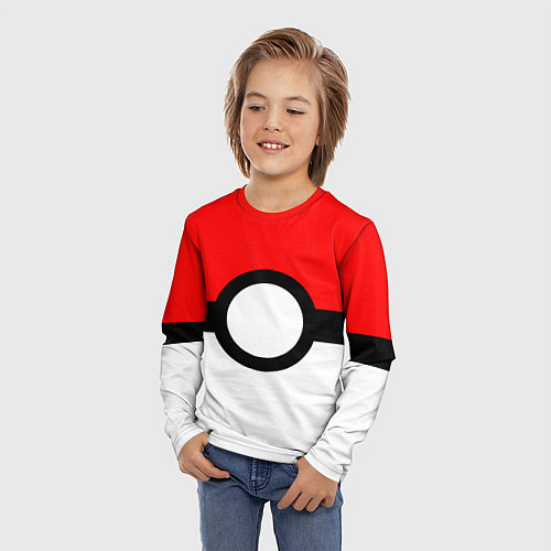 Детский лонгслив Pokeball texture / 3D-принт – фото 3