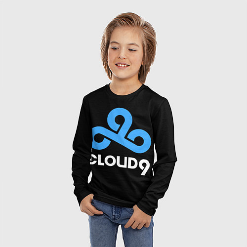 Детский лонгслив Cloud9 - esports logo / 3D-принт – фото 3