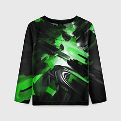 Детский лонгслив Green dark abstract geometry style