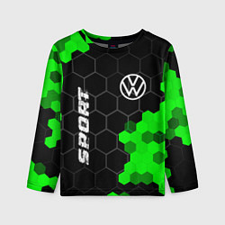 Лонгслив детский Volkswagen green sport hexagon, цвет: 3D-принт
