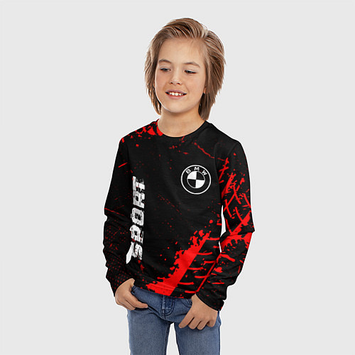 Детский лонгслив BMW red sport tires / 3D-принт – фото 3