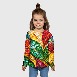 Лонгслив детский Яркая мозаика с разноцветным абстрактным узором и, цвет: 3D-принт — фото 2