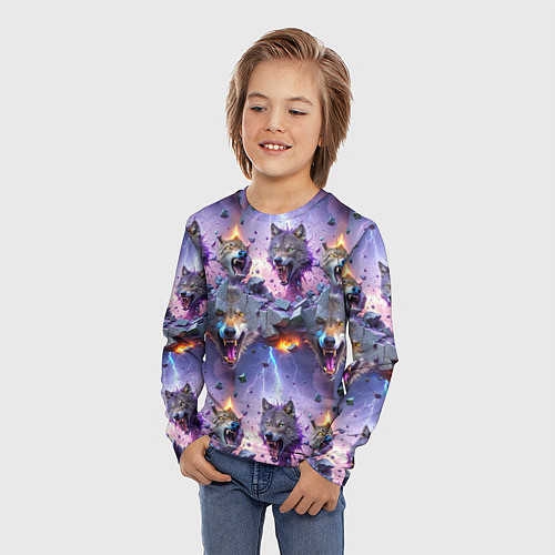 Детский лонгслив Волки и молнии / 3D-принт – фото 3