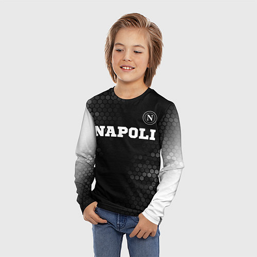 Детский лонгслив Napoli sport на темном фоне посередине / 3D-принт – фото 3