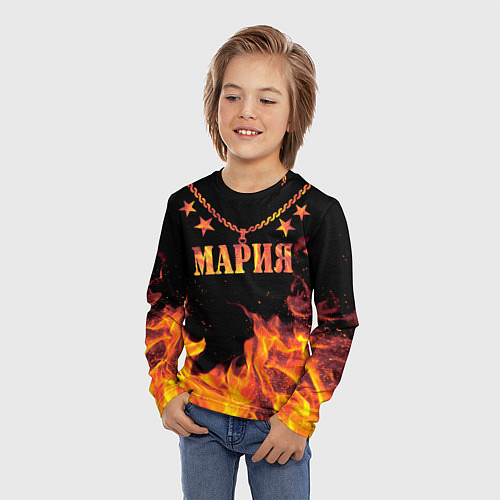Детский лонгслив Мария - имя в огне / 3D-принт – фото 3