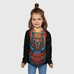 Лонгслив детский Военный русский медведь, цвет: 3D-принт — фото 2