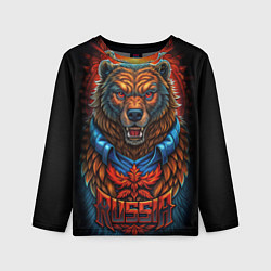 Лонгслив детский Военный русский медведь, цвет: 3D-принт