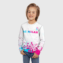 Лонгслив детский AC Milan neon gradient style посередине, цвет: 3D-принт — фото 2