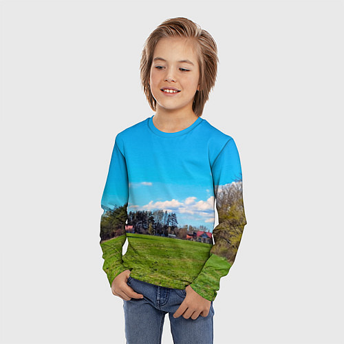 Детский лонгслив Пригородный пейзаж / 3D-принт – фото 3