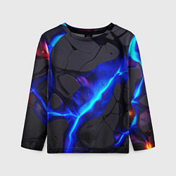 Лонгслив детский Темный синий неон из разлома плит, цвет: 3D-принт
