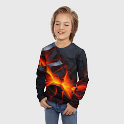 Лонгслив детский Камни в разломе красный свет, цвет: 3D-принт — фото 2