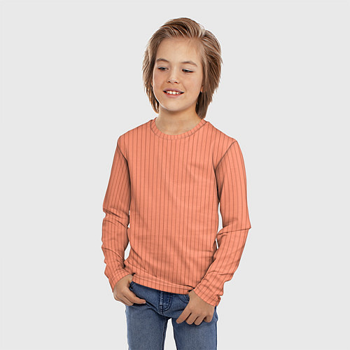 Детский лонгслив Тёмный персиковый в полоску / 3D-принт – фото 3