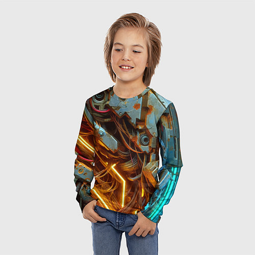 Детский лонгслив Cyber armor - ai art / 3D-принт – фото 3