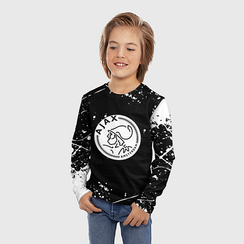 Детский лонгслив Аякс краски брызги спорт / 3D-принт – фото 3