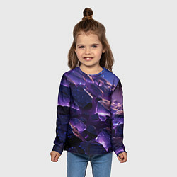 Лонгслив детский Фиолетовые неоновые камни со светом, цвет: 3D-принт — фото 2