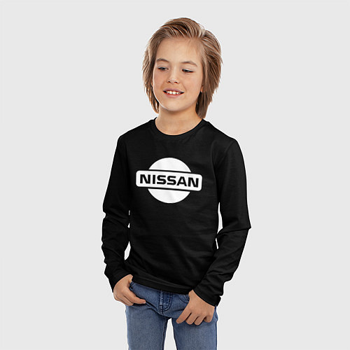 Детский лонгслив Nissan logo white / 3D-принт – фото 3