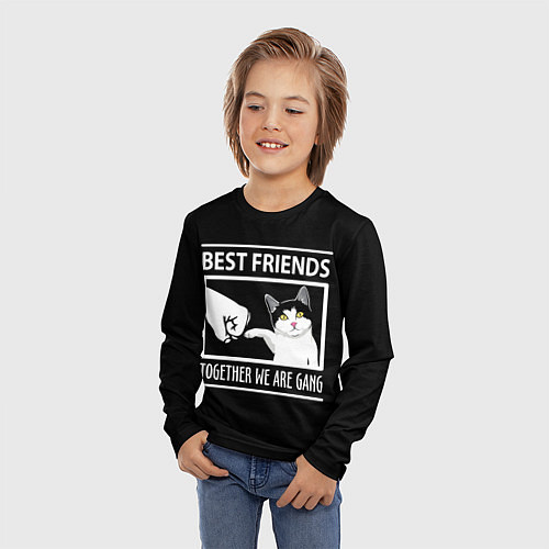 Детский лонгслив Лучшие друзья человек икот / 3D-принт – фото 3