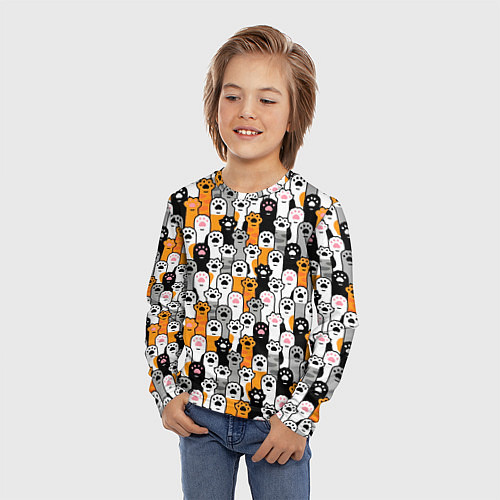 Детский лонгслив Кошачьи лапы / 3D-принт – фото 3