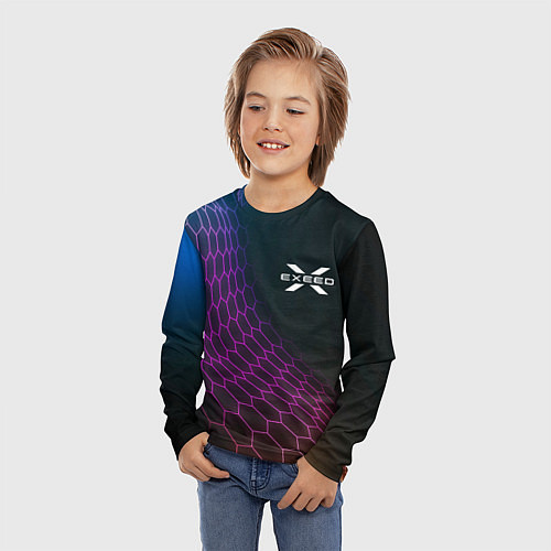 Детский лонгслив Exeed neon hexagon / 3D-принт – фото 3