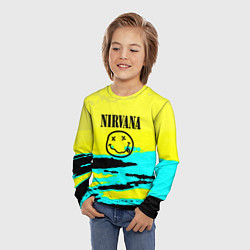 Лонгслив детский Nirvana краски кислотные, цвет: 3D-принт — фото 2
