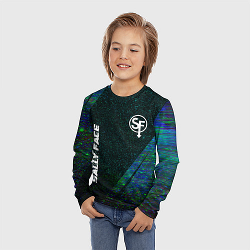 Детский лонгслив Sally Face glitch blue / 3D-принт – фото 3