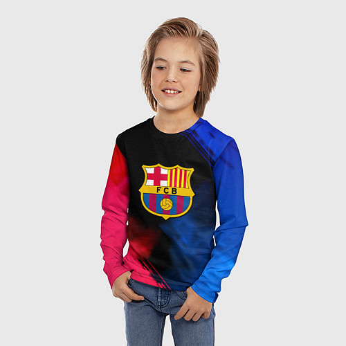 Детский лонгслив Barcelona fc club gradient smoke / 3D-принт – фото 3