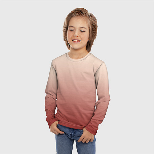 Детский лонгслив Градиент бежевый в красный / 3D-принт – фото 3