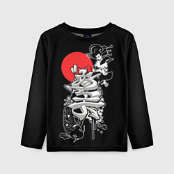 Лонгслив детский Японская гейша и карп кои, цвет: 3D-принт