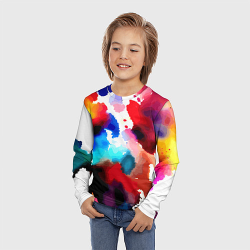 Детский лонгслив Абстрактная акварельная композиция / 3D-принт – фото 3