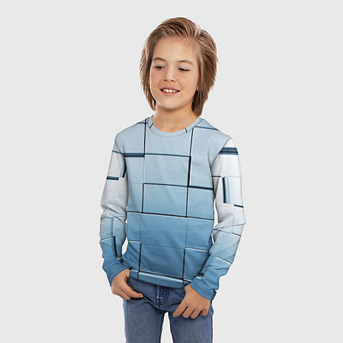 Детский лонгслив Текстура кубы выпуклые / 3D-принт – фото 3