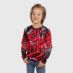 Лонгслив детский Красно-белая абстракция, цвет: 3D-принт — фото 2