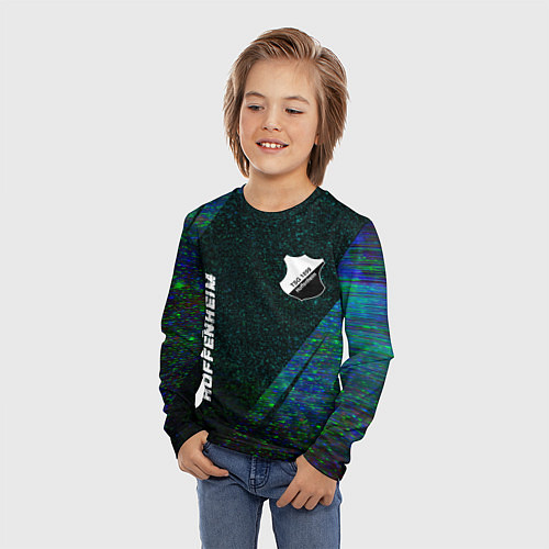 Детский лонгслив Hoffenheim glitch blue / 3D-принт – фото 3